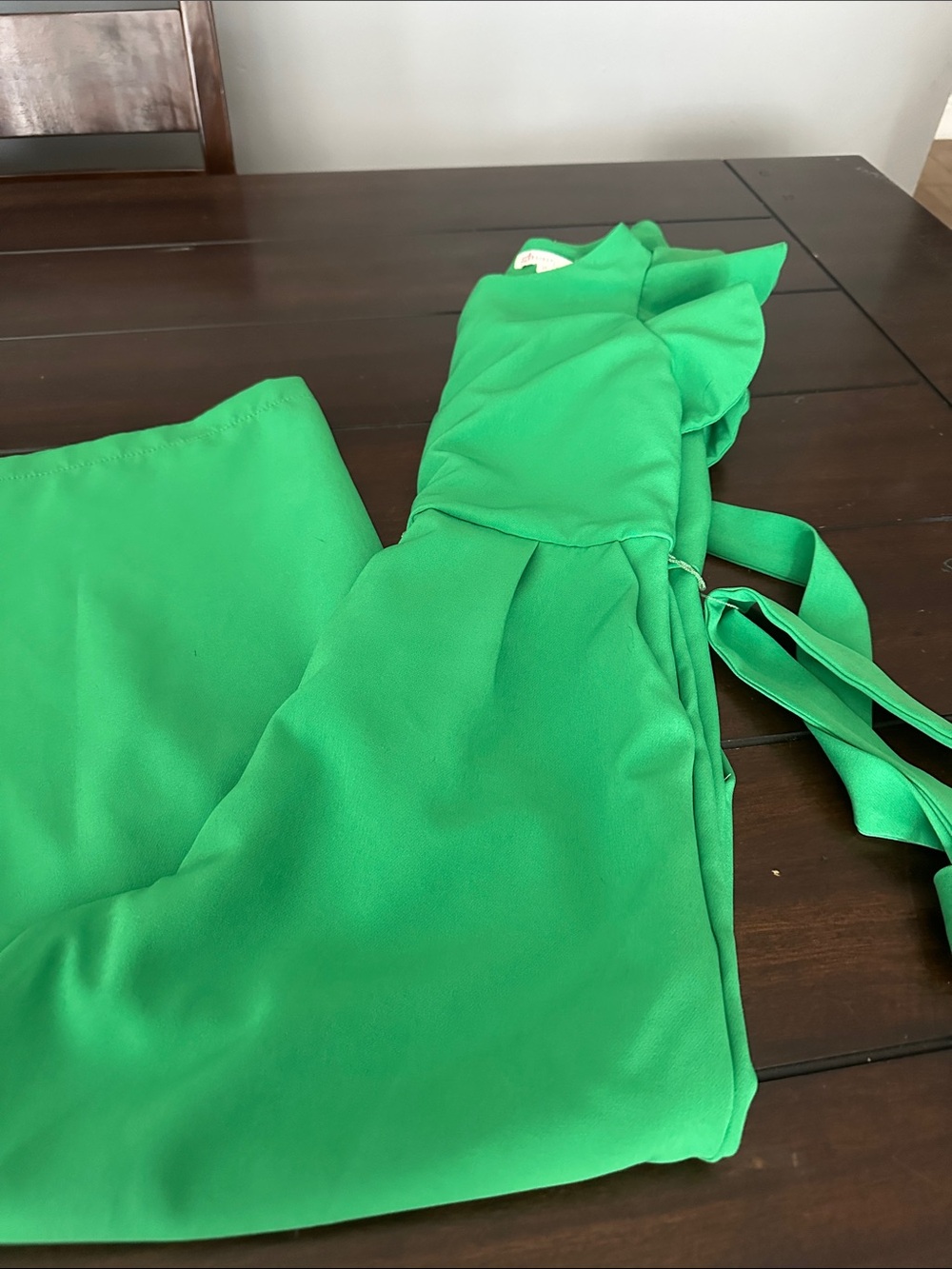 GB girls Bright Green Ruffle-Shoulder Jumpsuit